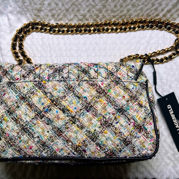 Karl Lagerfeld Paris Agyness Tweed Multi Flap Crossbody Bag Purse NWT $248 - Picture 3 of 8